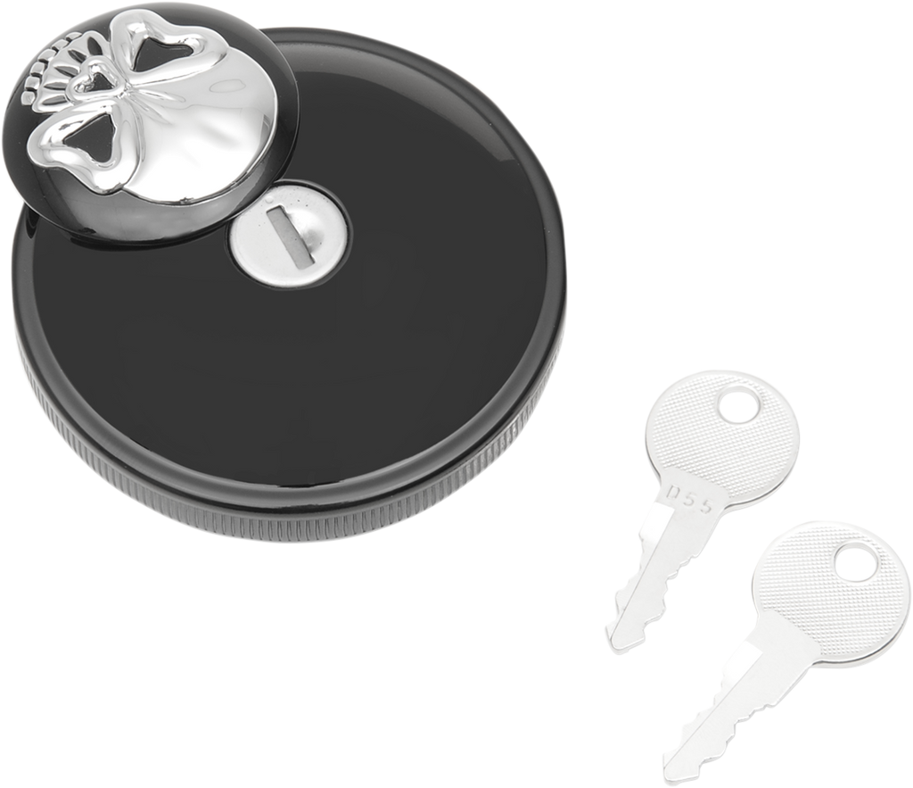 DRAG SPECIALTIES Gas Cap - Non-Vented Skull Locking - Black 03-0320ABS-B