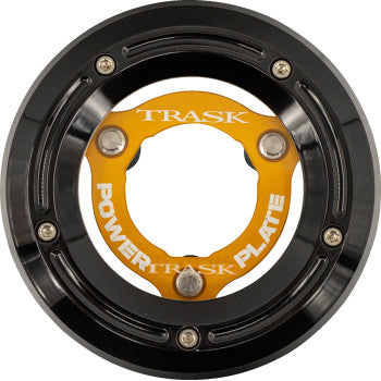 TRASK Derby Cover with Power Plate - Black/Gold - Kit - '18-'25 Softail TM-0052-BK-GD