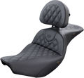 SADDLEMEN Roadsofa Seat - With Backrest - Full Lattice Stitch - Heated - Black - Indian I14-07-182BRHCT