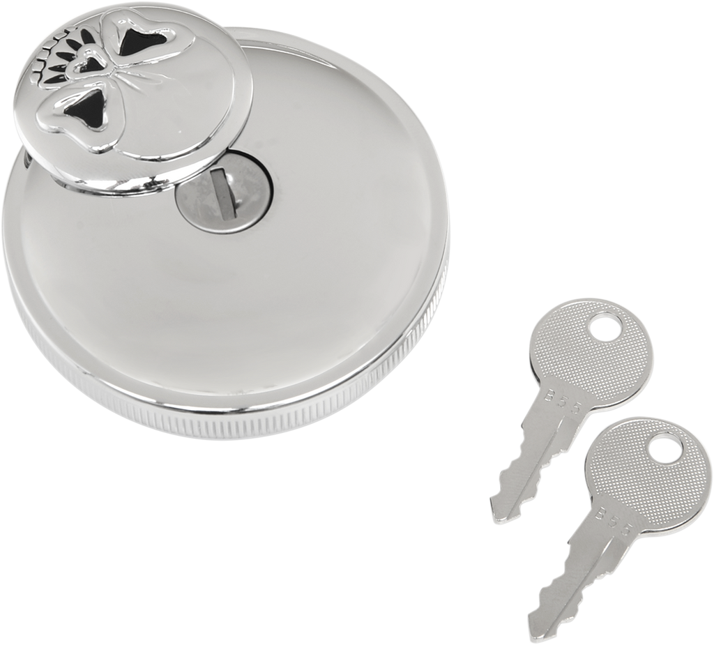 DRAG SPECIALTIES Gas Cap - Non-Vented Skull Locking - Chrome 03-0320AS-B