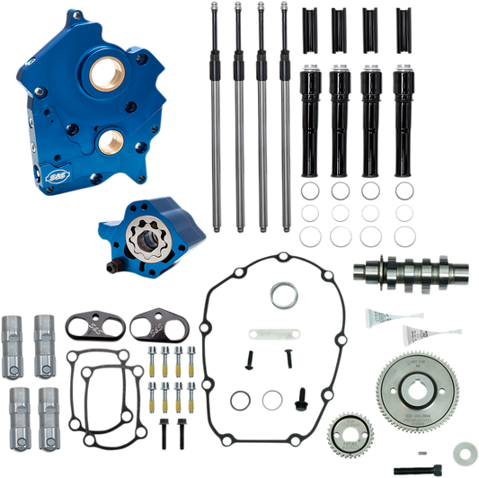 S&S CYCLE Cam Chest Kit with Plate M8 - Gear Drive - Oil Cooled - 465 Cam - Black Pushrods 310-1013A