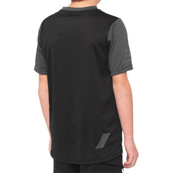 100% Youth Ridecamp Jersey - Short-Sleeve - Black/Charcoal - Large 40031-00002