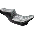 LE PERA Tailwhip Seat - Black - Double Diamond - Green Stitch - FLT/FLH '08-'23 LK-587DD-GN08