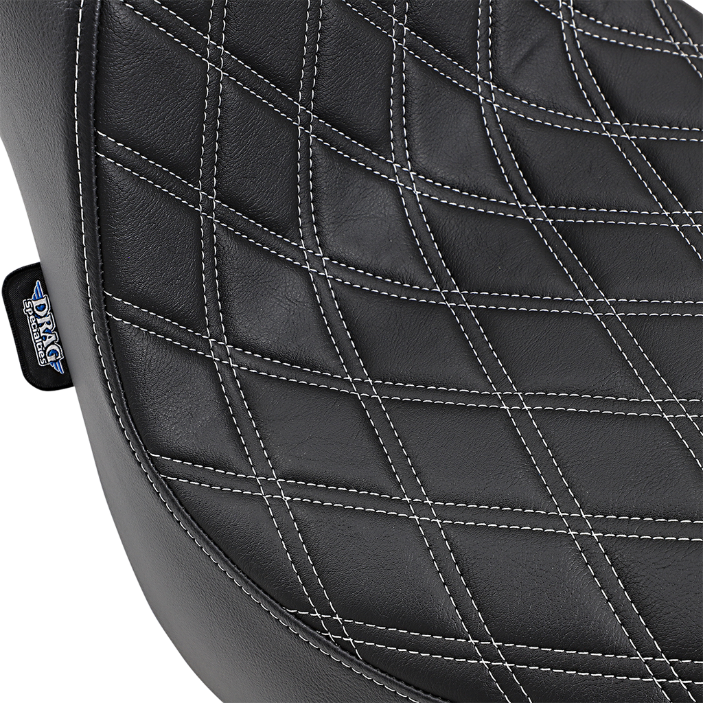 DRAG SPECIALTIES Predator III Seat - Double Diamond - Silver Stitched - FXFB/S '18-'22 FIT FLSTN W/O LUGG RACK 0802-1073