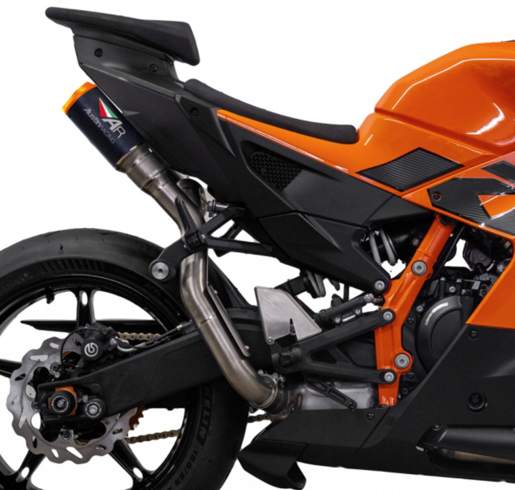 Austin 2026 KTM 990 RCR RS22 DUAL UNDERSEAT SLIP-ON TITANIUM EXHAUST SYSTEM  AR100