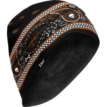 ZAN HEADGEAR SportFlex® Helmet Liner - High Pile Fleece Lined - Classic Bandanna - Black/Orange WHLH197