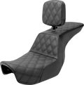 SADDLEMEN Tour Step Up Seat - Rider Backrest - Full Lattice Stitch - Dyna '06-'17 806-04-195BR
