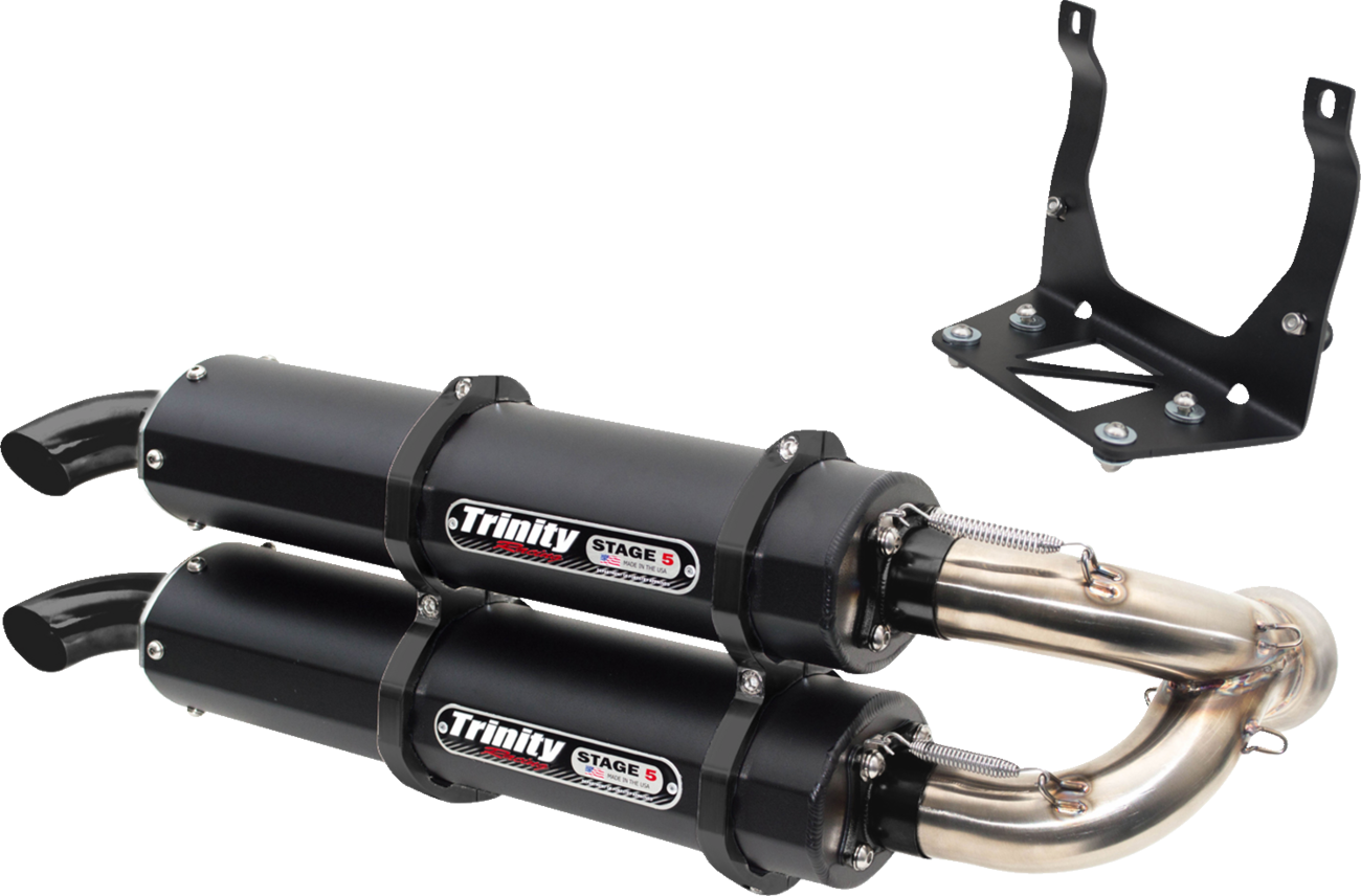 TRINITY RACING Stage 5 Slip-On Dual Muffler - Cerakote Black Maverick X3 TR-4160S-C2