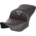 SADDLEMEN Roadsofa™ Seat - without Backrest - Honeycomb - Orange Stitch - FLTR/FLHX '23-'24 823-07-18903
