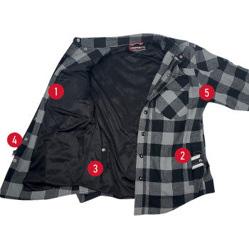 GERBING HEATED CLOTHING 7 V Battery Heated Flannel Shirt - Gray/Black - Large GER7VFS-BG-L