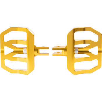 THRASHIN SUPPLY CO. Mini Aggressor Floorboards - Gold - Front TSC-2031-3-SF