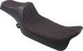 DRAG SPECIALTIES Predator III Seat - Extended - Double Diamond - Red Stitched - FL '08-'22 0801-1262