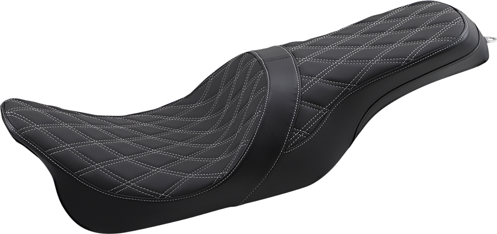 DRAG SPECIALTIES Forward Positioned Predator 2-Up Seat - Double Diamond - Silver Stitched - FL '08-'22 0801-1266