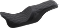 DRAG SPECIALTIES Forward Positioned Predator 2-Up Seat - Double Diamond - Silver Stitched - FL '08-'22 0801-1266