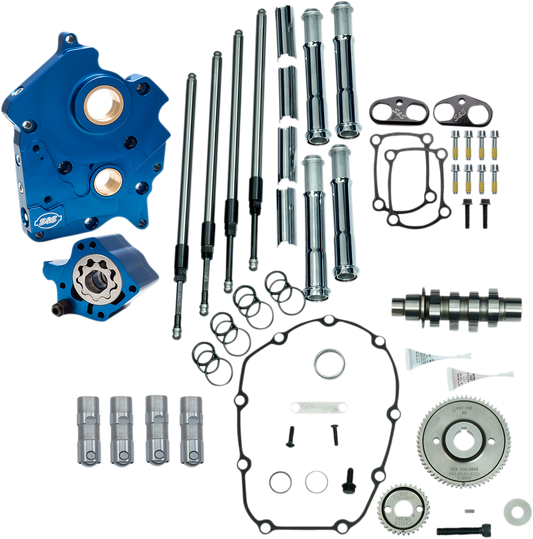 S&S CYCLE Cam Chest Kit with Plate M8 - Gear Drive - Water Cooled - 465 Cam - Chrome Pushrods 310-1001A