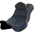 SADDLEMEN Pro Series SDC Performance Seat - with Backrest - Blue Stitch - FLH/FLT '08-'23 SC80807BLURT