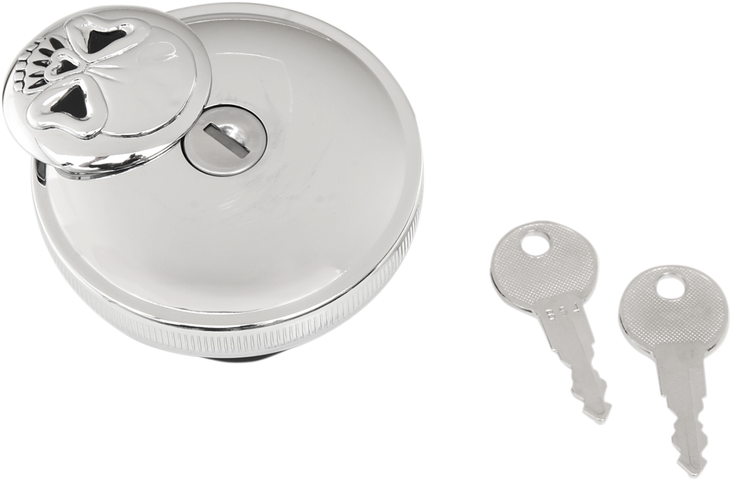 DRAG SPECIALTIES Gas Cap - Vented Skull Locking - Chrome 03-0320AS-A