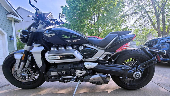 Vandemon Triumph Rocket 3R & GT 2500 2019-25 Titanium Bimodal Stealth Titanium Slip-On Mufflers TRIUMROCKET3O2MUFA VA-152