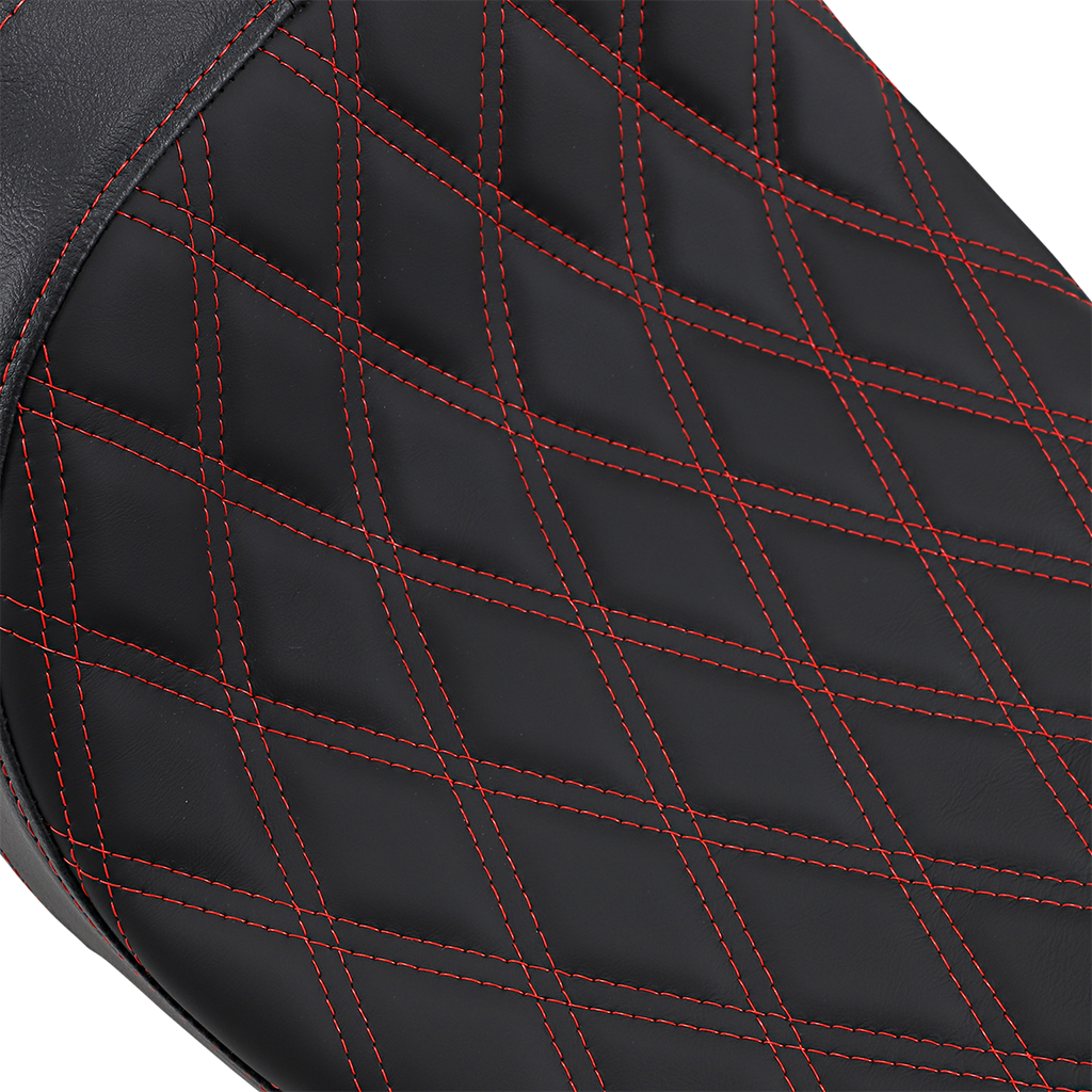 DRAG SPECIALTIES Predator 2-Up Seat - Double Diamond - Red Stitching - FL '08-'22 0801-1272