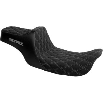 SLYFOX High Noon Seat - Double Diamond - Silver Logo - Silver Stitch - FLH/FLT '97-'07 4702D-SlyFox