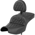 SADDLEMEN Roadsofa™ Seat - With Backrest - Black - Lattice Stitch - Indian Pursuit '22-'24 I22-02-182BR