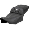 SADDLEMEN Roadsofa™ Extended Reach Seat - Dragon Scale Stitch - Silver Stitch - w/o Backrest - FLT/FLH '23-'24 823-07-20905