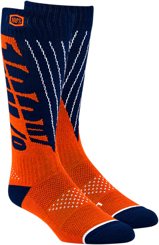 100% Torque Comfort Moto Socks - Navy/Orange - Small/Medium 24007-214-17