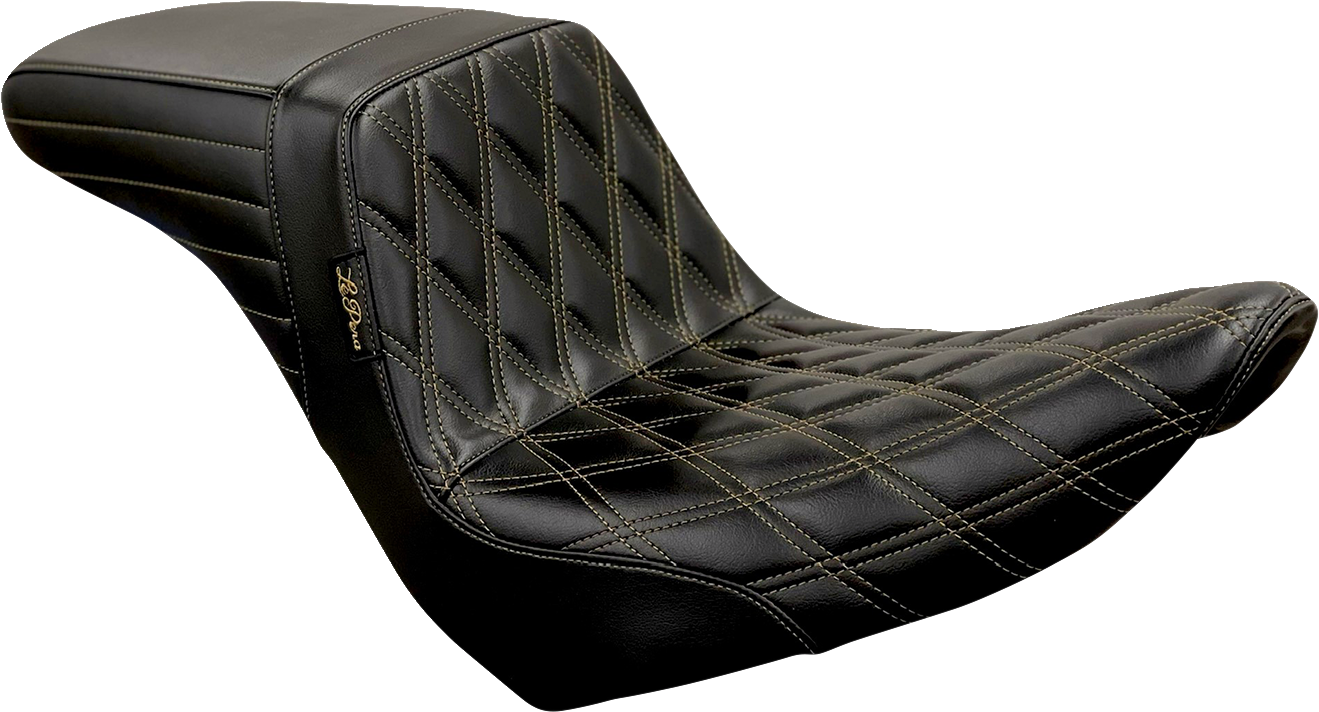 LE PERA Kickflip Seat - Diamond w/Chestnut Stitching - Black - Softail '18-'22 LYR-590DD-CHET