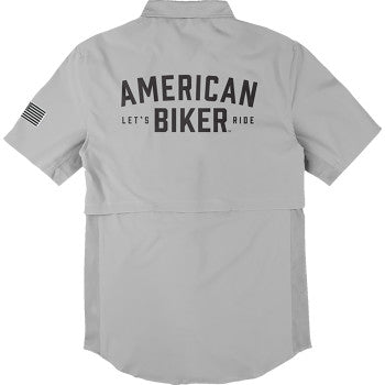 American Biker Let's Ride Vented Shirt - Gray/Black - 2XL ABBLETSRIDE16ST26GY2