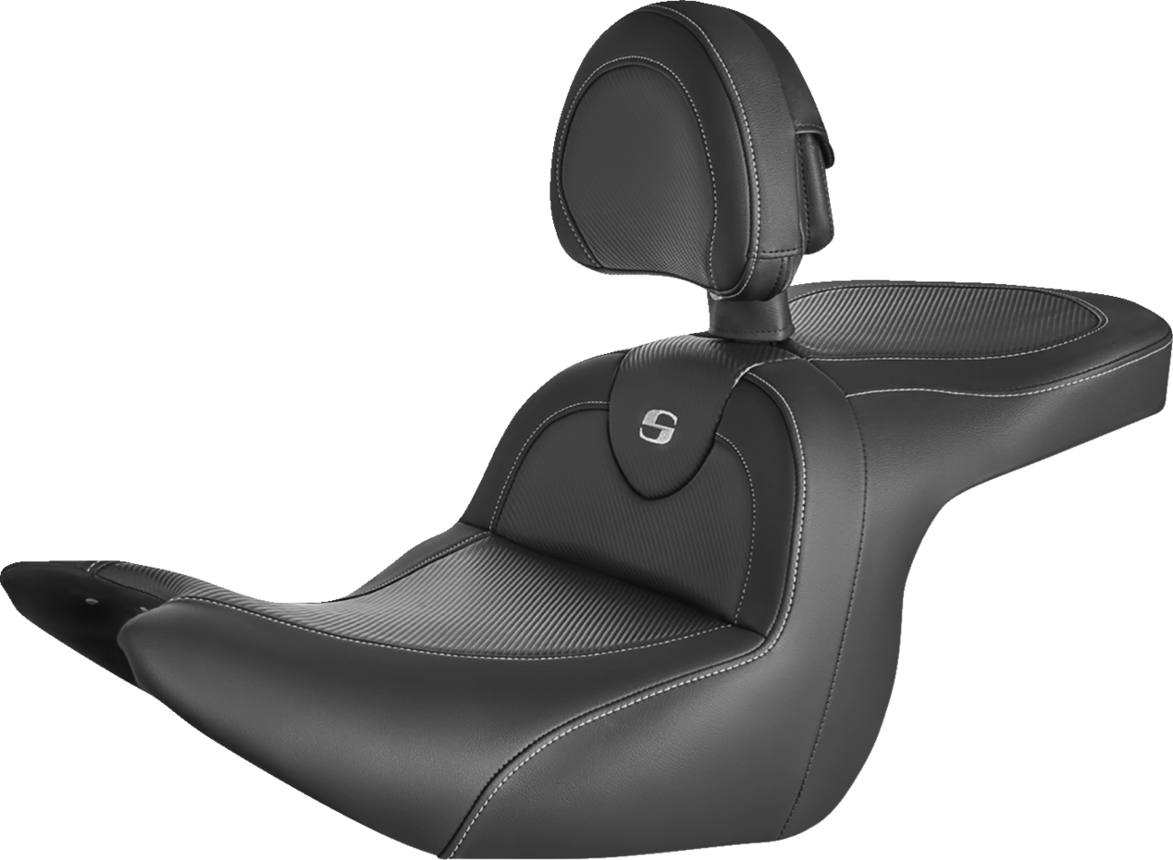 SADDLEMEN Roadsofa Carbon Fiber Seat - Carbon Fiber Weave - with Backrest - GL1800 '18-'23 H18-07-185BR