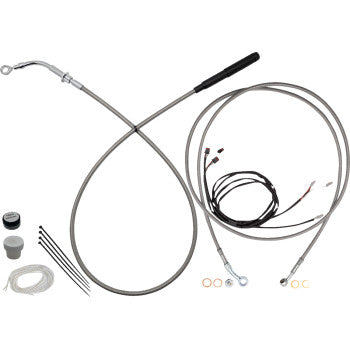 FAT BAGGERS INC. EZ Install Kit - 10" Handlebars - Upper Clutch - Full Length - Braided Stainless Steel/Chrome 219010-C
