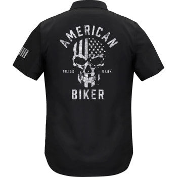 American Biker Biker Sam Lightweight Shirt - Black/White - Medium ABBSAM07ST74BKMR