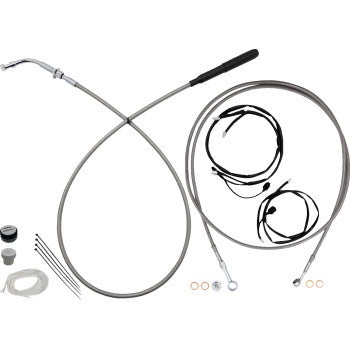 FAT BAGGERS INC. EZ Install Kit - 16" Handlebars - Upper Clutch - Full Length - Braided Stainless Steel/Chrome 249916-C