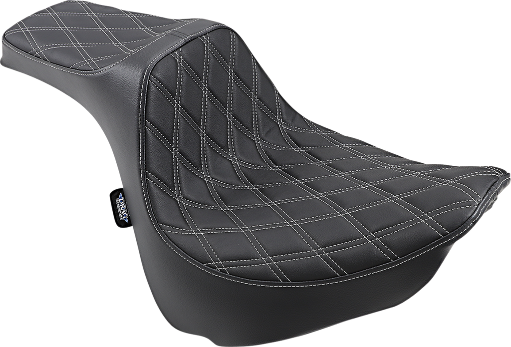 DRAG SPECIALTIES Predator III Seat - Double Diamond - Silver Stitched - FXFB/S '18-'22 FIT FLSTN W/O LUGG RACK 0802-1073