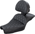 SADDLEMEN Explorer Seat - With Backrest - Lattice Stitched - Black - XL '04-'22 807-11-030LS