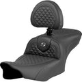 SADDLEMEN Roadsofa™ Seat - Dragon Scale Stitch - Gray Stitch - w/ Backrest - FLTR/FLHX '23-'24823-07-208B2