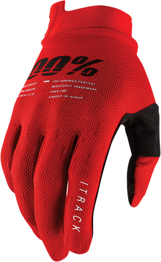 100% iTrack Gloves - Red - Small 10008-00015