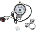 DRAG SPECIALTIES 2.4" KMH Programmable Mini Electronic Speedometer with Odometer/Tripmeter - Matte Black - White Face 21-6895AWDS