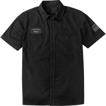 American Biker Biker Sam Contrast Stitch Shop Shirt - Black/Gray - 3XL ABBSAM16ST8BCH3R