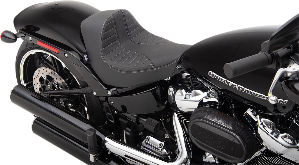 DRAG SPECIALTIES EZ-Solo Seat - Scorpion Stitch - Silver Thread - Vinyl - FXBR/S ACT EZ-ON MOUNT STYLE 0802-1273