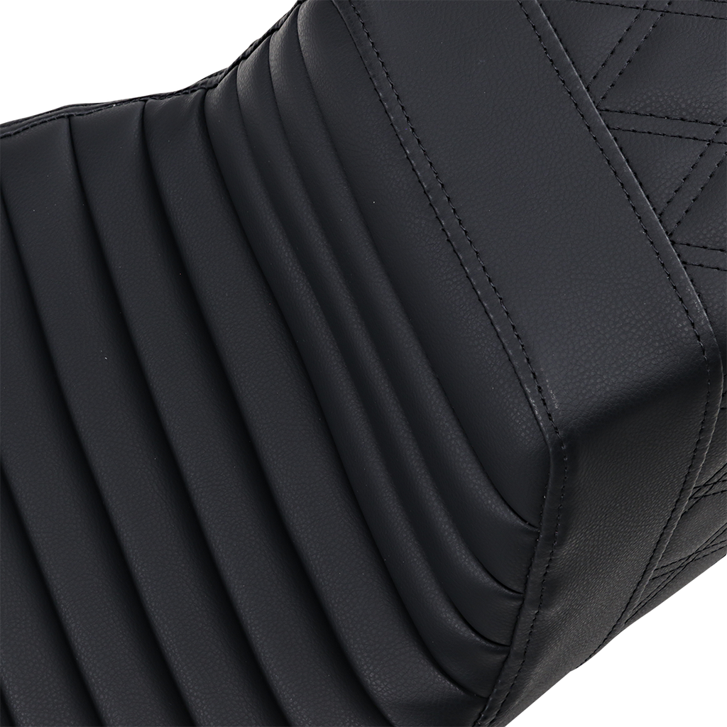 SADDLEMEN Step-Up Seat - Front Tuck-n-Roll/Rear Lattice Stitch - Black - FL '08-23 808-07B-176