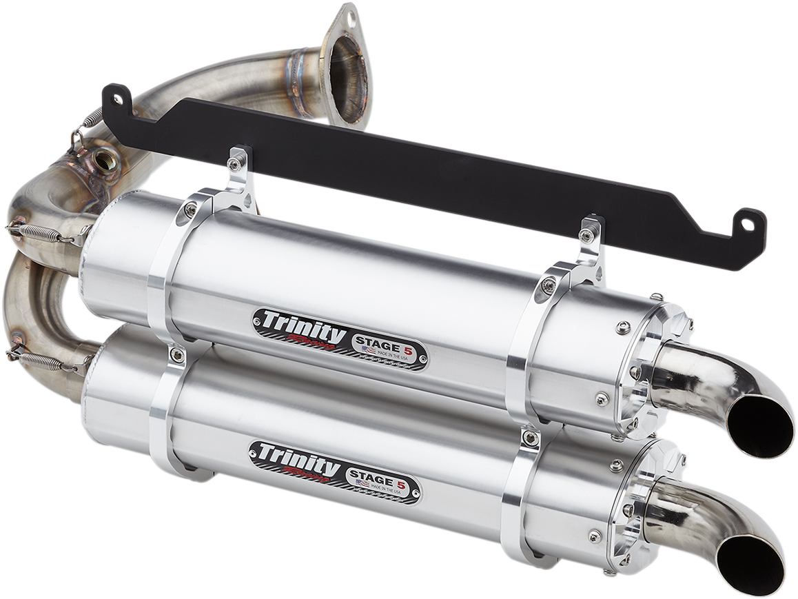 TRINITY RACING Stage 5 Slip-On Dual Muffler - Brushed Aluminum Talon 1000 2019-2024   TR-4169S