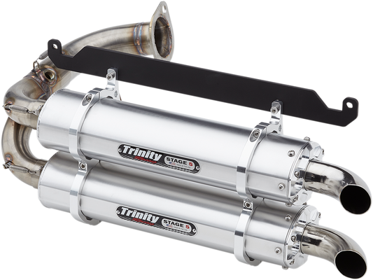 TRINITY RACING Stage 5 Slip-On Dual Muffler - Brushed Aluminum Talon 1000 2019-2024   TR-4169S