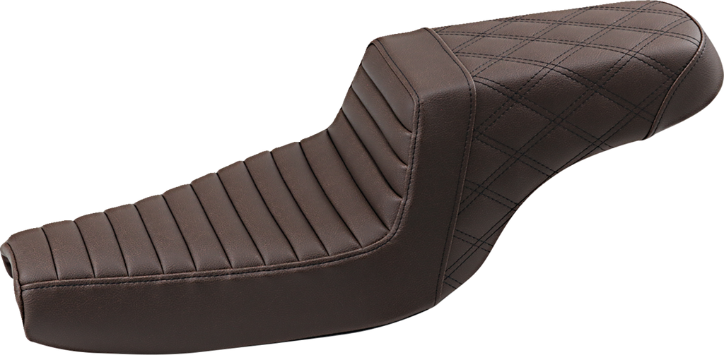 SADDLEMEN Step-Up Seat - Front Tuck-n-Roll/Rear Lattice Stitch - Brown 807-11-176BR
