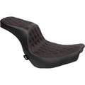 DRAG SPECIALTIES Predator 2-Up Seat - Vinyl - Double Diamond - Red Stitching - FLSB/FXLRS '18-'24  0802-1637