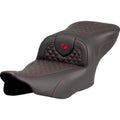 SADDLEMEN Roadsofa™ Seat - Dragon Scale Stitch - Red Stitch - w/o Backrest - FLTR/FLHX '23-'24 823-07-20804