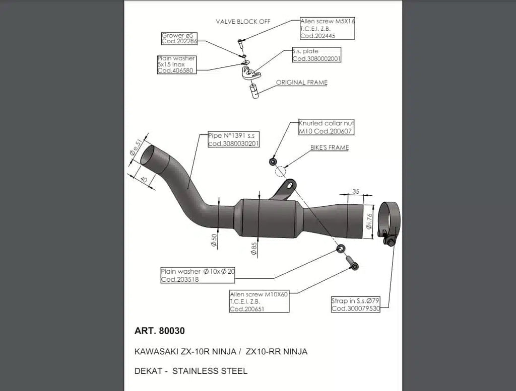 LEOVINCE Cat Eliminator Link Pipe Ninja ZX-10R /RR 2021-2025  80030