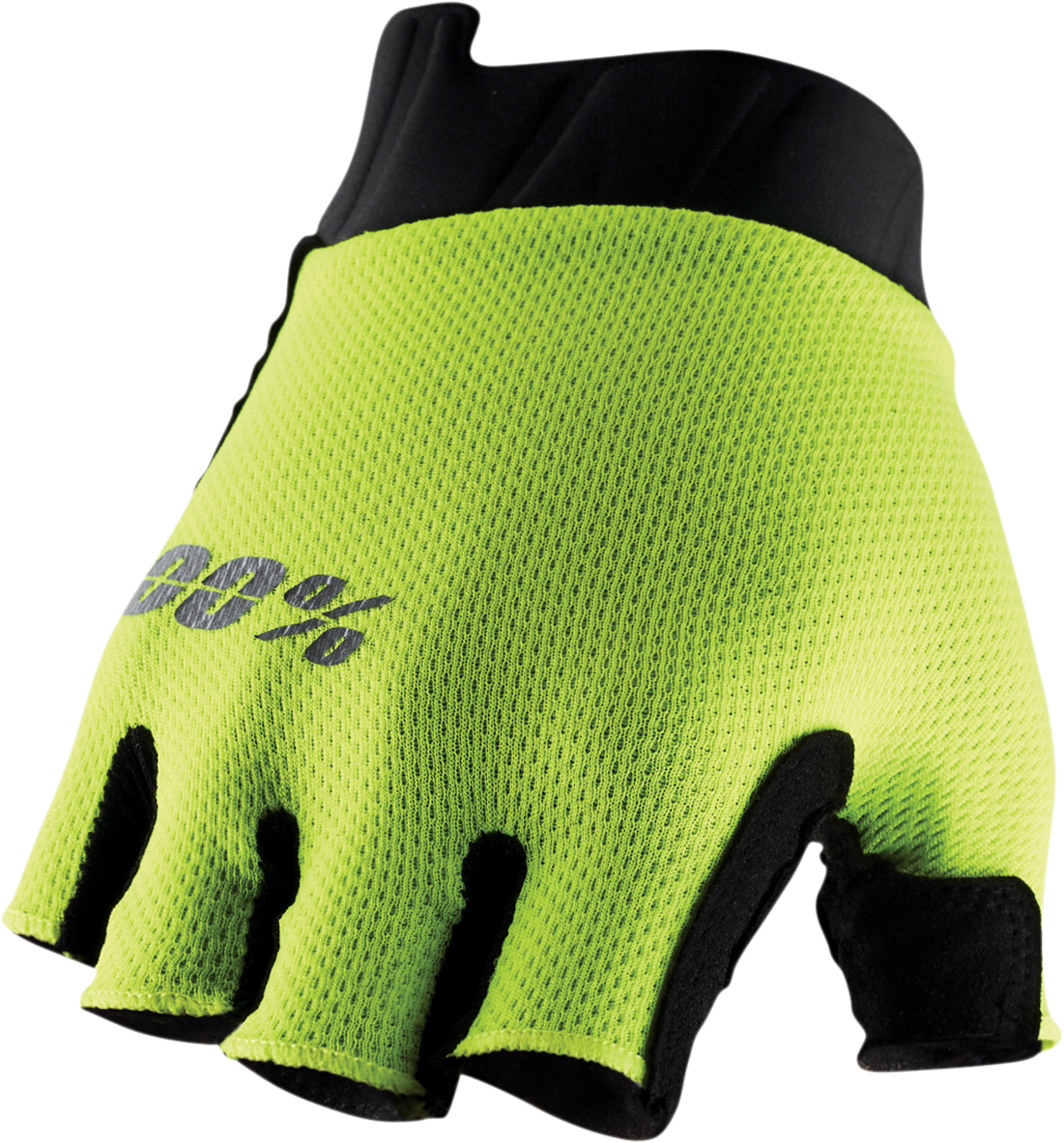 100% Exceeda Short Finger Gloves - Fluorescent Yellow - Small 10024-00005