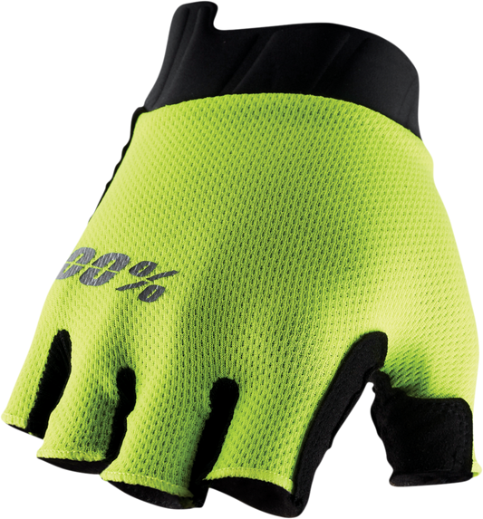 100% Exceeda Short Finger Gloves - Fluorescent Yellow - Small 10024-00005