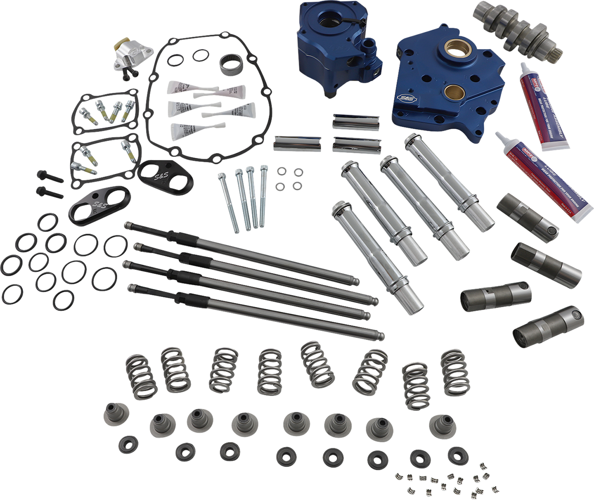 S&S CYCLE Cam Chest Kit with Plate M8 - Chain Drive - Oil Cooled - 540 Cam - Chrome Pushrods 310-1118A